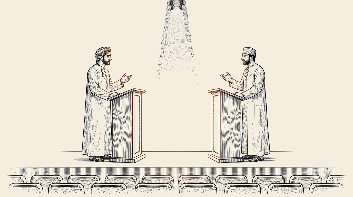 مَنَصَّةٌ فارِغَةٌ تَنتَظِرُ المُتَناظِرين